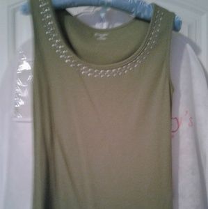 St Johns Bay green ribbed tank with metal accents